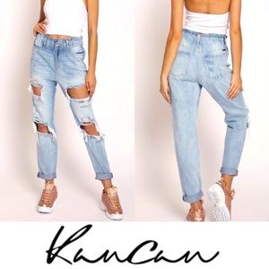 KanCan Darel Distressed High Rise Paper bag Jeans